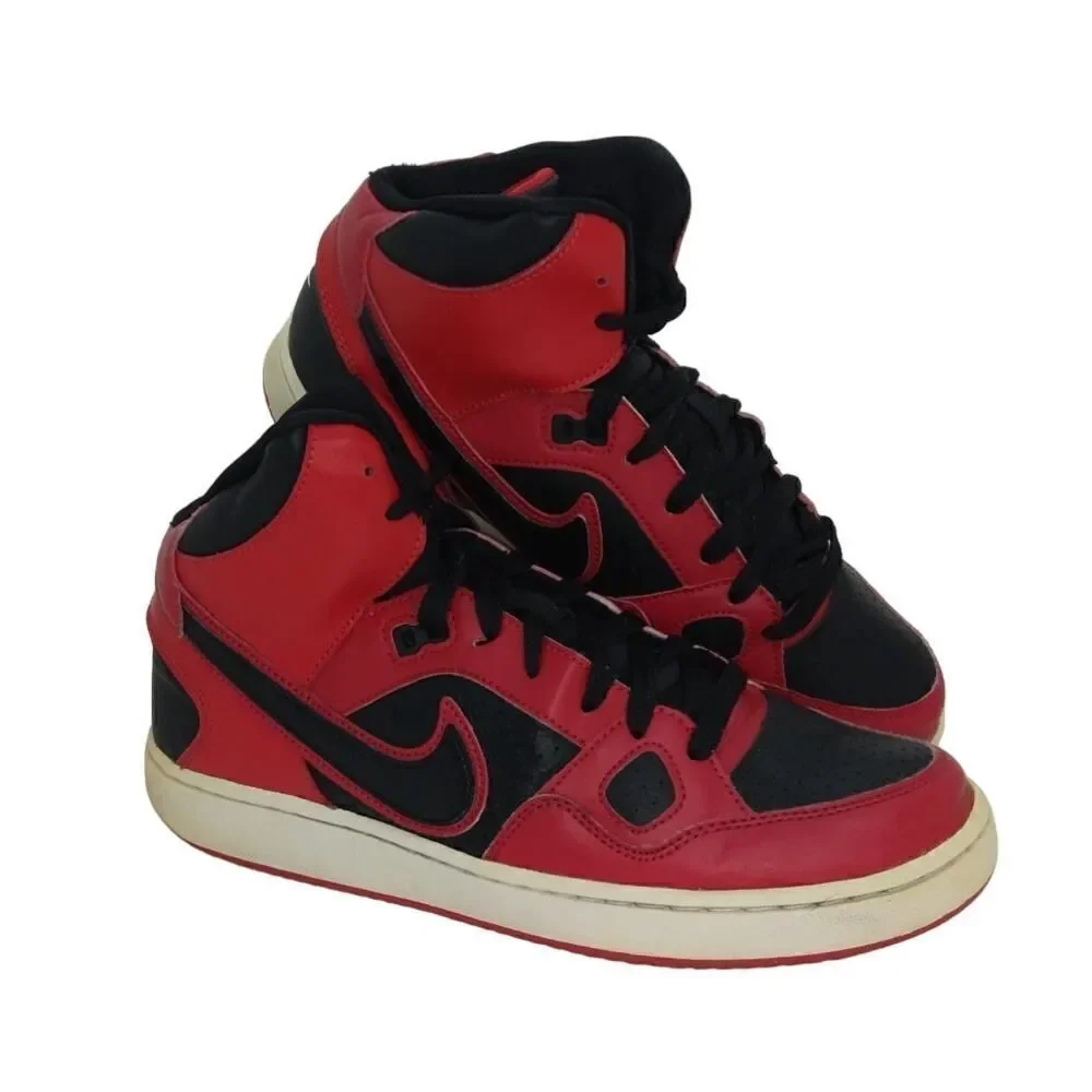 Nike Son of Force Boys Pre-owned Mid Red & Black Basketball Sneakers - sz. 7Y